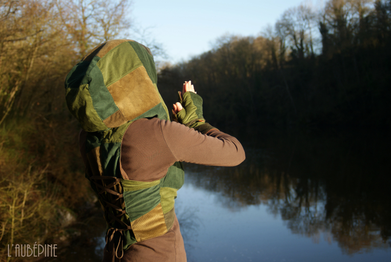 Costume patchwork velours Nature elfe des bois