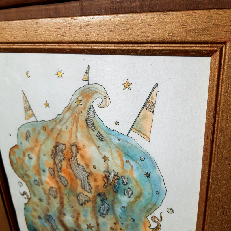 La rapiécée - aquarelle encadrée