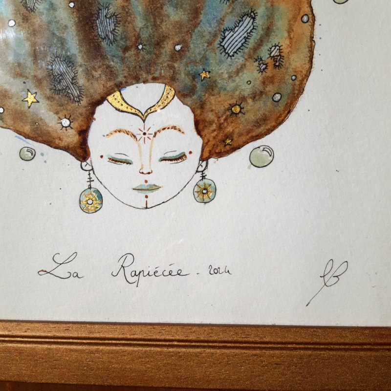 La rapiécée - aquarelle encadrée
