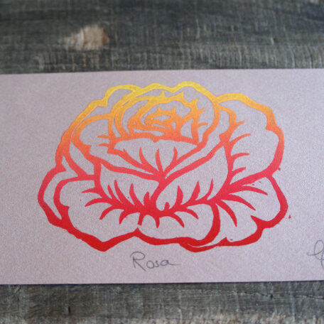 Rosa - Carte linogravure Rose - L'Aubépine