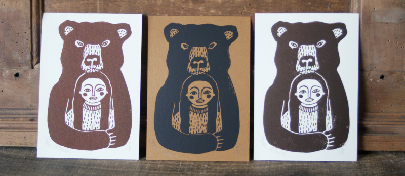 Peau d'Ourse linogravure L'Aubépine