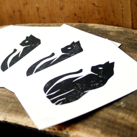 Linogravure chat noir - L'Aubépine