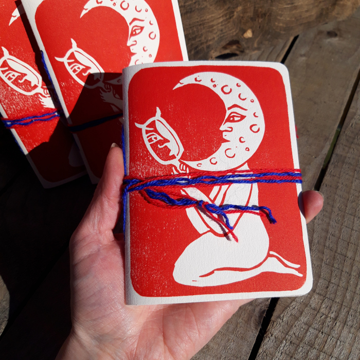 Carnet artisanal - linogravure "Miroir, miroir" Carnet artisanal - linogravure "Miroir, miroir"