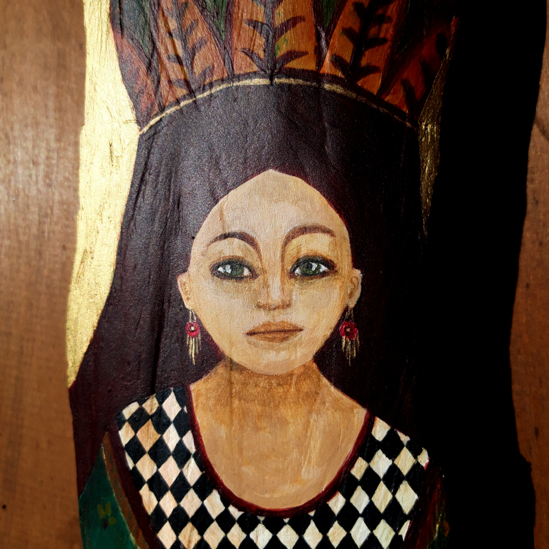 La Magicienne - Peinture sur bois