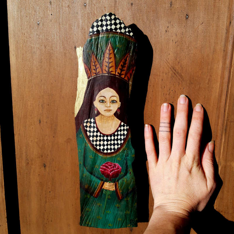 La Magicienne - Peinture sur bois