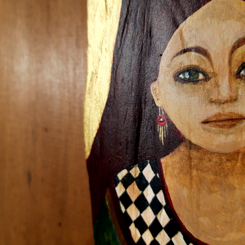 La Magicienne - Peinture sur bois