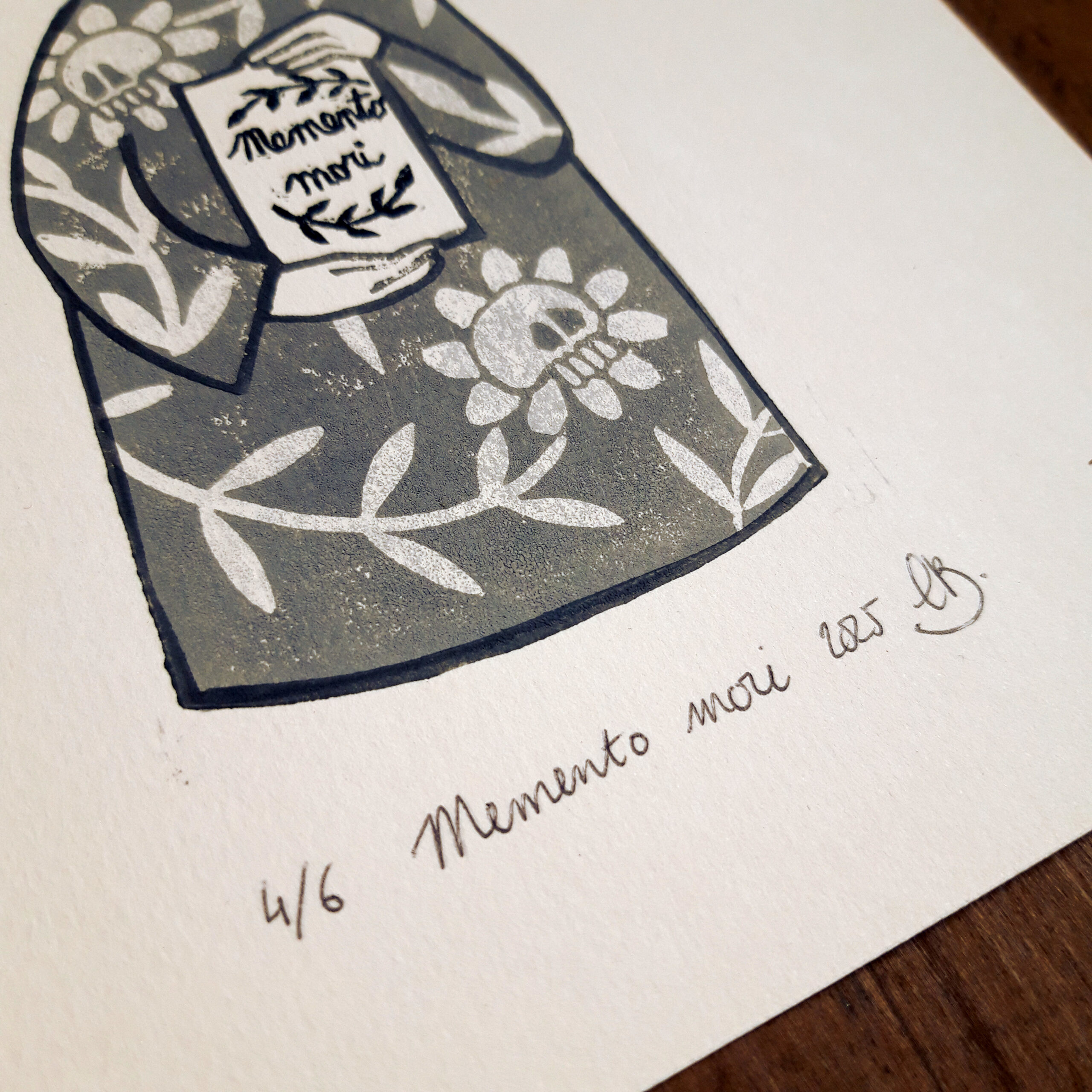 Memento Mori - Linogravure à plaque perdue