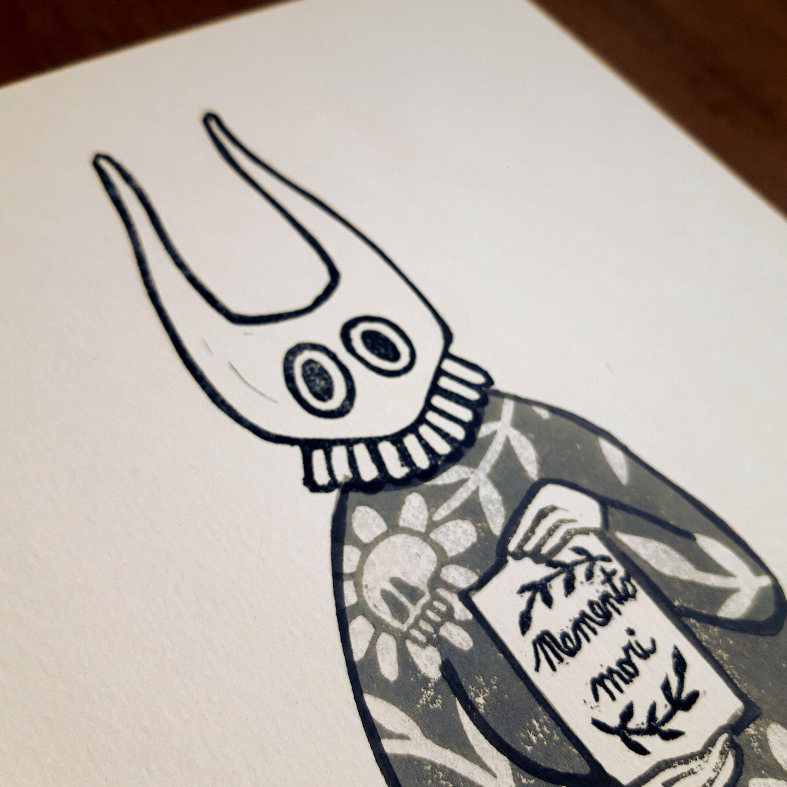 Memento Mori - Linogravure à plaque perdue